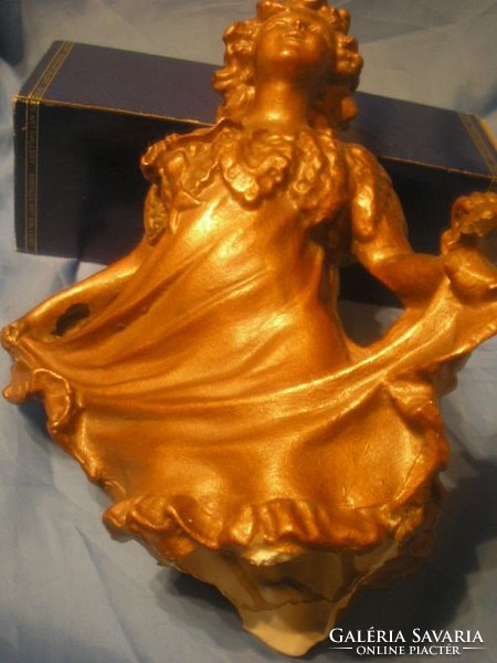 N19 Kuriózum Barokk Múzeumi másolat sérült óarany színű szobrász gipsz szobor restaurálandóan eladó