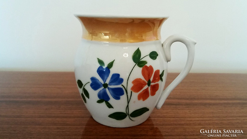 Régi vintage porcelán kis csupor virágos bögre 9 cm