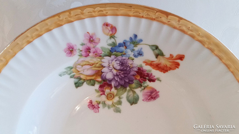 Old porcelain rose wall plate floral eosin glazed plate wall plate 23.5 Cm