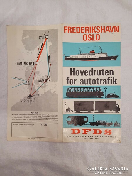 1965. Oslo, DFDS Egyesült Gőzhajótársaság prospektus, menetrend és leírás