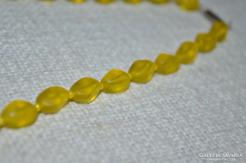 Yellow opaque glass necklace 02