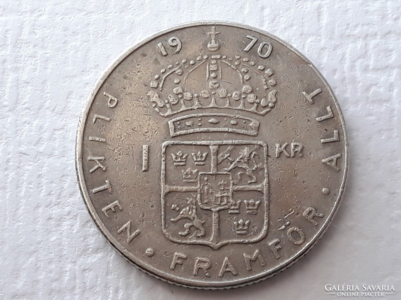 1 Korona 1970 érme - Svéd 1 Kr Gustaf VI Adolf Sveriges Konung 1970 külföldi pénzérme