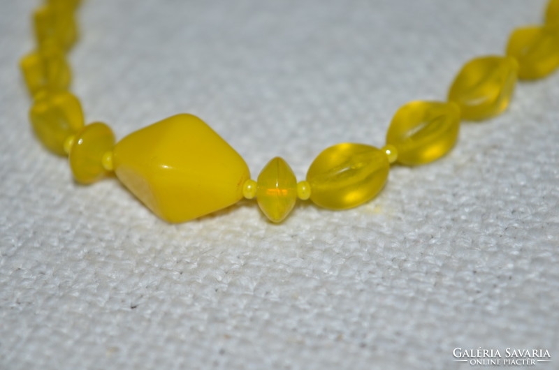 Yellow opaque glass necklace 01