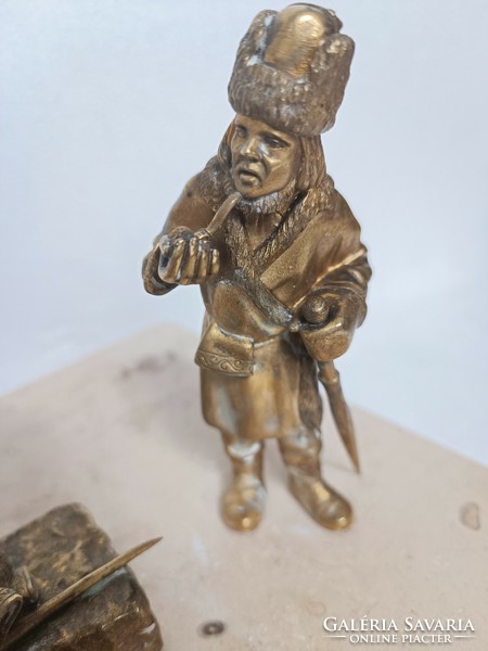 Antique gilded bronze resting hunters Russian?