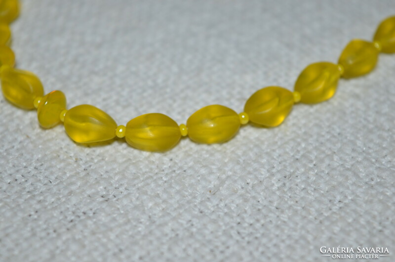 Yellow opaque glass necklace 02