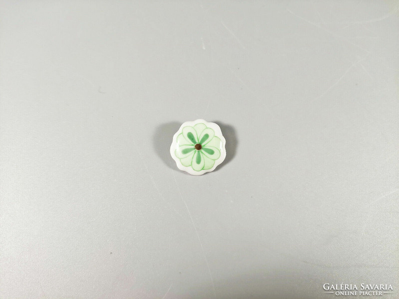 Herend green chinese bouquet floral hand painted porcelain badge, flawless! (K002)