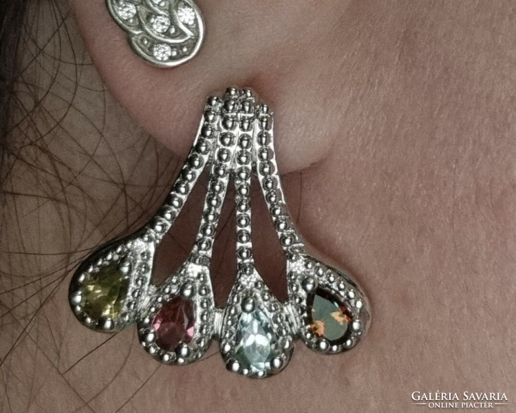 Genuine tourmaline gemstone sterling silver earring 925 / - new