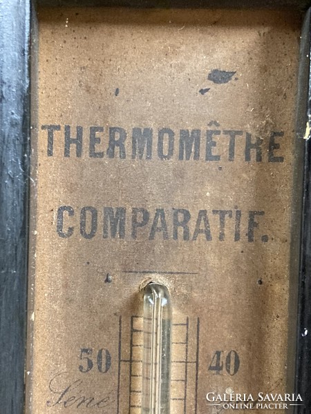 Antik higanyos barométer és hőmérséklet mérő