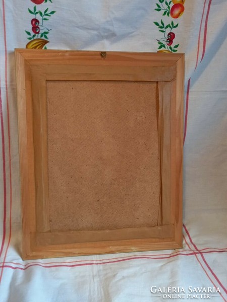 Glazed floral still life goblein in a decorative plastic picture frame