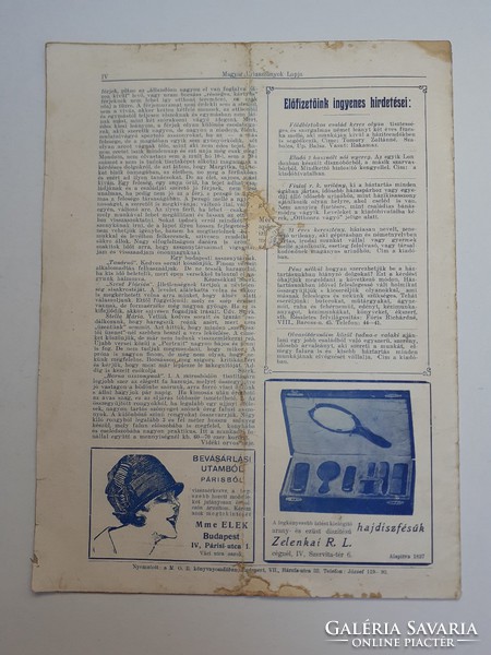 Old newspaper 1926 page of Hungarian women ladies