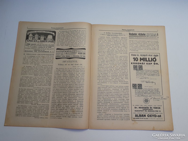 Old newspaper 1925 Bulletin of Hungarian women ladies