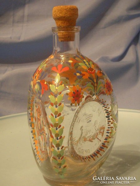 U13 Nemesi Címeres gyűjtői  Olasz tűzzománc antik üveg  palack ritkaság 22 cm