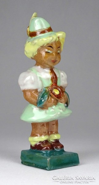 1I756 old unmarked ceramic girl girl from Szecsi 12 cm
