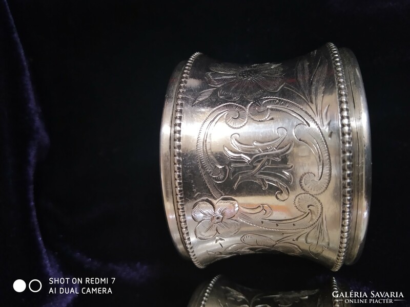 Antique Silver (800 Greyhound) Napkin Ring Pair / Prague /