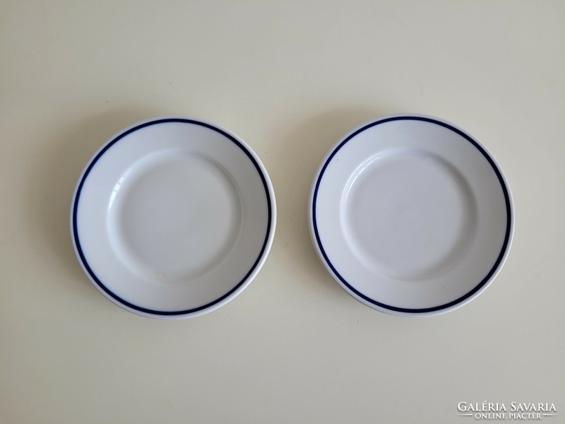 Régi 2 db Zsolnay porcelán kék csíkos kis tányér