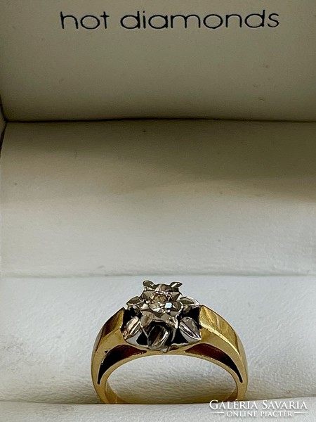 0,15 Ct Gyémánt -Gyűrű 18k arany - platina Modern -brilliáns gyűrű egyedi !