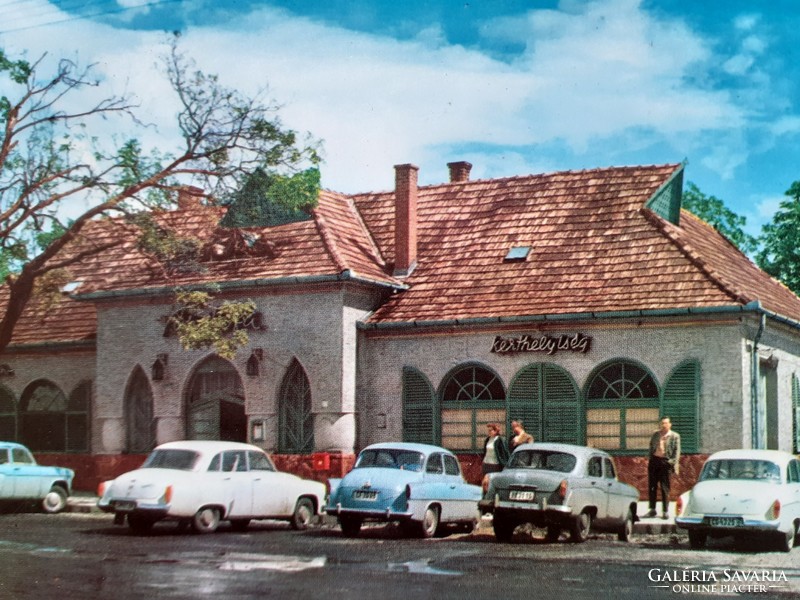 Old postcard Balatonszárszó old walnut restaurant vintage cars photo postcard