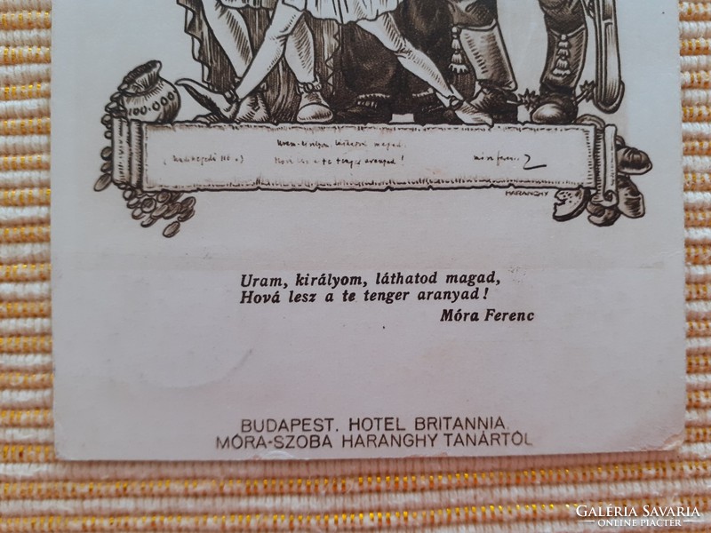 Régi képeslap 1933 Budapest Hotel Britannia Móra-szoba Haranghy tanár Szondy söröző