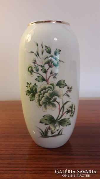 Old raven house porcelain green floral retro vase