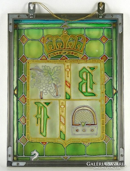 1I770 frankincense framed stained glass 34 x 24 cm radio relic!