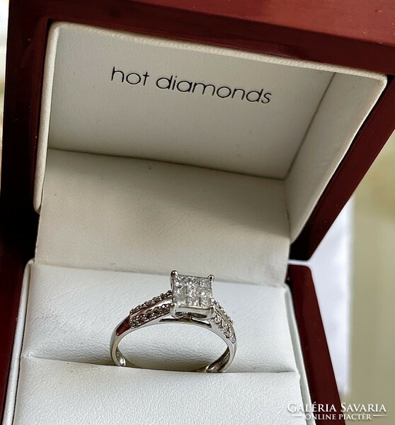 Exkluzív 14k fehér arany -gyémánt Brill gyűrű kb 0,6-0,7 Ct ! Gigantikus luxus