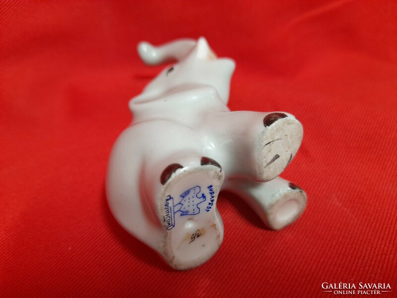 Régi Ritka Hollóháza Szerencsét Hozó Ülő Elefánt Porcelán Figura. 8.5 cm.