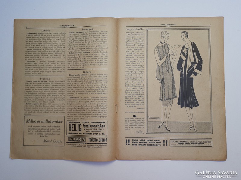 Régi újság 1925 Gazdasszonyok lapja A magyar uriasszonyok közlönye