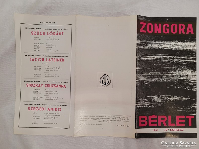 1967. Zongora bérlet "B" sorozat