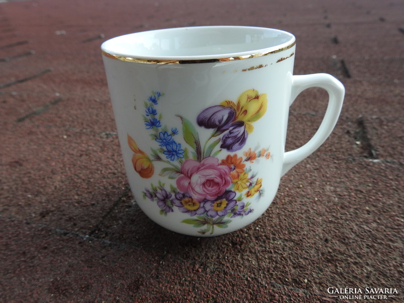 Original bohemia flower pattern in old cocoa / tea mug