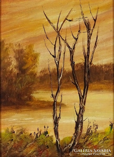 1I783 xx. Century painter with mb sign: withered tree in autumn landscape