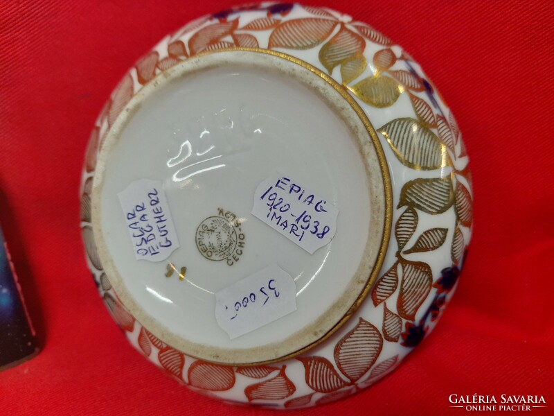 Old epiag oscar edgar gutherz 1920-1928 Imari gilded contour pattern porcelain bonbonier, box.