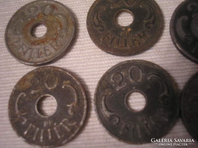 6 pcs iron + aluminum 20-pound kingdom collection from Hungary +1 2 pennies for sale /41./