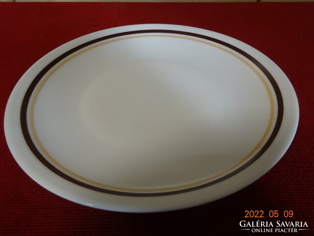 Lowland porcelain small plate, brown striped, six for sale. He has! Jókai.