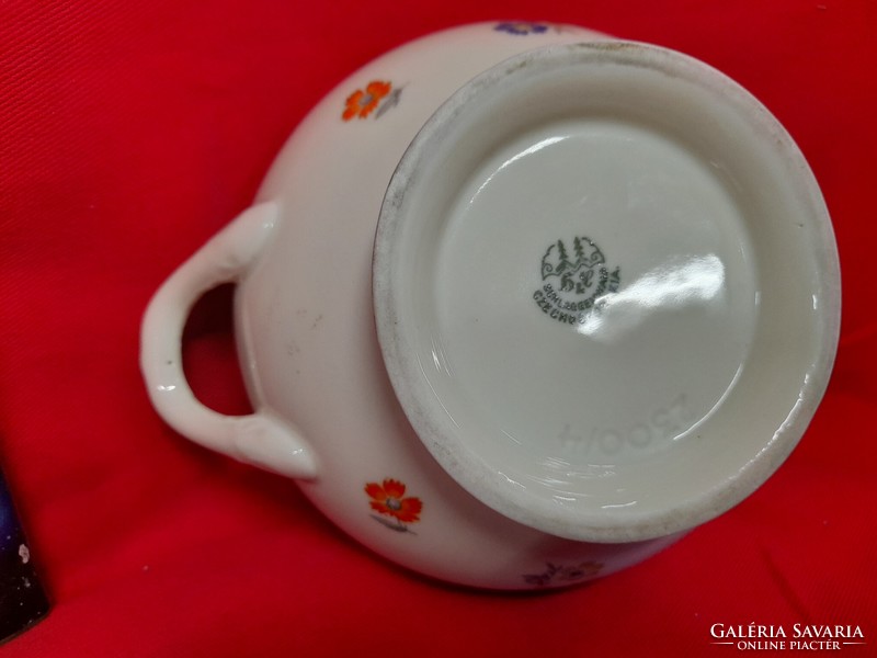 Haas & czjzek schlaggenwald porcelain sugar bowl with handles, offering.1918-1945.