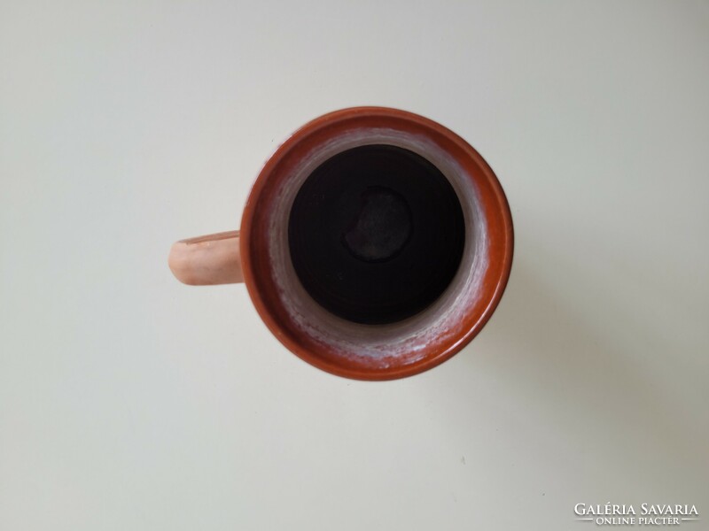Old vintage flower pattern folk milk jug earthenware pot glazed pot jug with handle earthenware jug