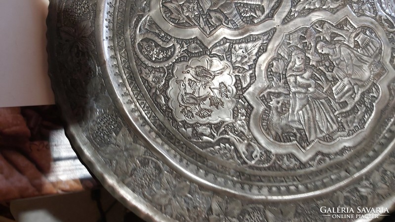 18th Century Large Wall Bowl Handmade Goldsmith Work Material Silver and Bronze. I think so