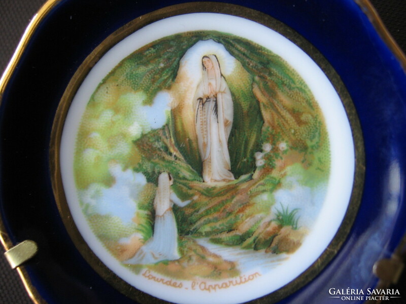 Limoges miniature lourdes. Virgin Mary of Lourd