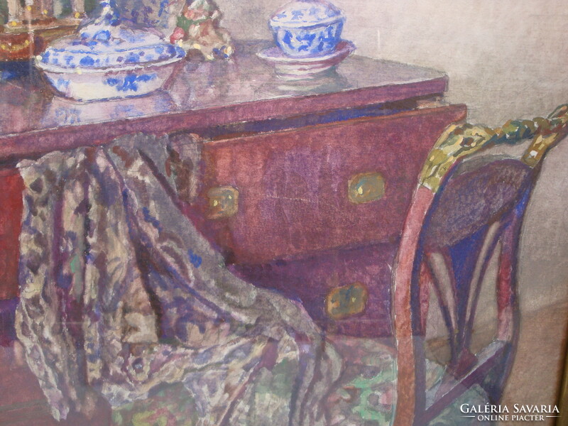 Boem Ritta: Szobabelső antik komóddal (Cézanne portréval) F264