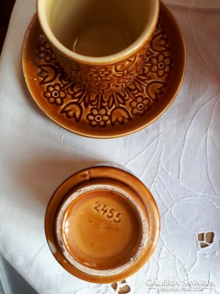 Kispest Gránit mézbarna kávéspohár alátét tányérkával  (mokkás) - tervező: Zahajszky László