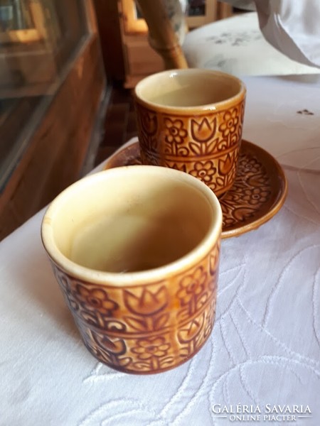 Kispest granite honey brown coffee cup with saucer (mocha) - designer: lászló zahajszky