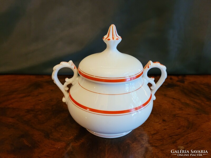 Antique porcelain sugar bowl with lid and bonbonier 15x16cm