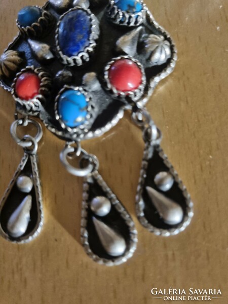 Silver pendant with semi-precious stones 925 Navajo