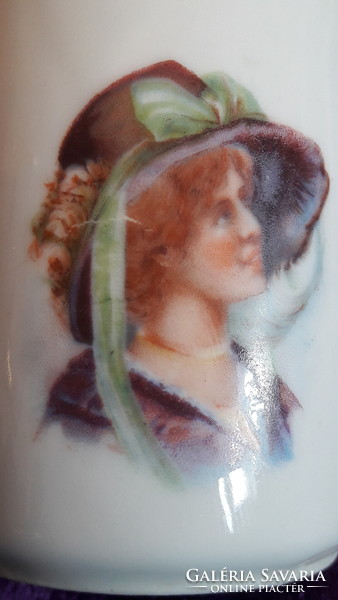 Antik szecessziós hölgy portrés csésze 1. (L2507)