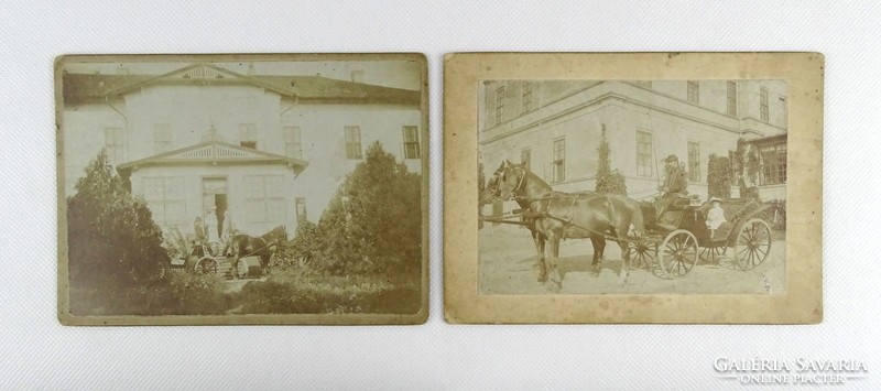 1I810 Antik hintó lovasfogat kastély fotográfia fotó 2 darab