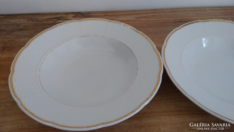 Pótlásnak ! Antik TK. Thun porcelán arany szélű leveses tányér 2 db