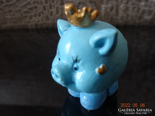 Német porcelán, Baby malac király, kék színű, hossza 3,5 cm. Vanneki!