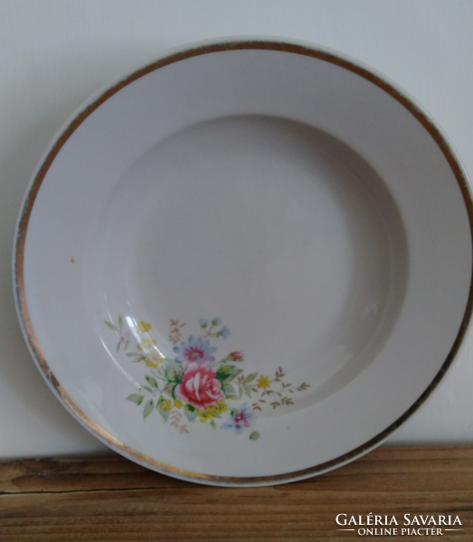 As a replacement! Plate of antique porcelain golden-edged floral soup