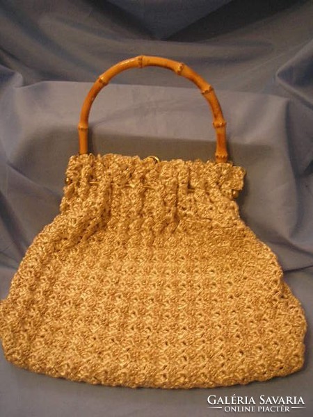 Curious raffia crocheted women's reticule for theater + film, rarity for sale in good condition