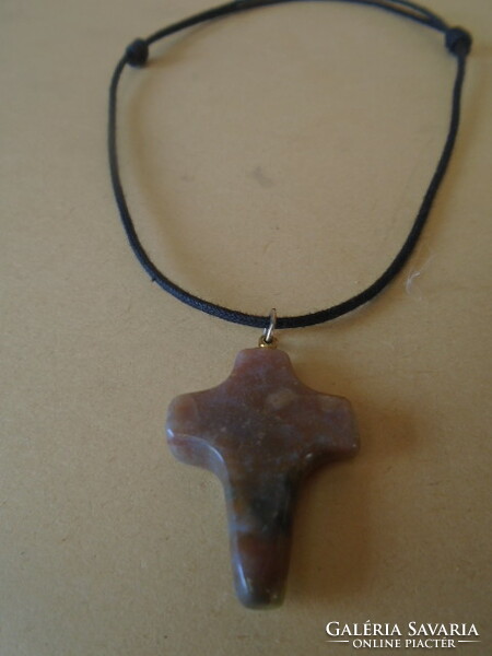 Orthodox jade cross on adjustable textile chain