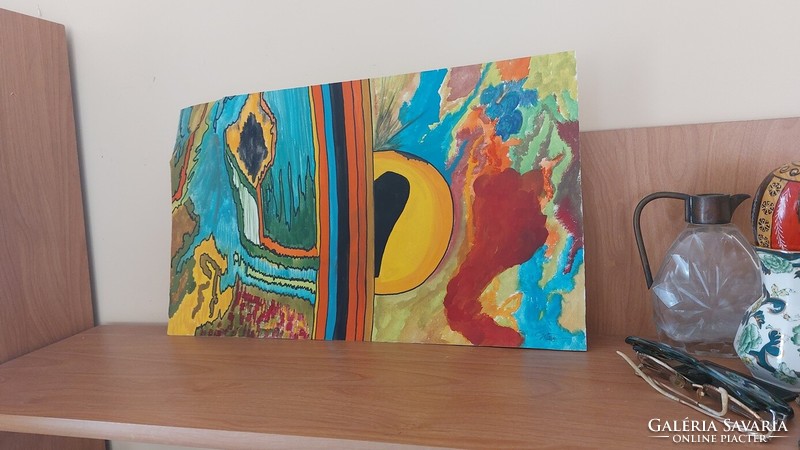 (K) marked abstract painting 50x29 cm